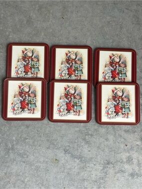 Christmas Coasters Watercolor Santa - Cork Back Stain/Water Resistant Set of 6